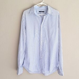 Valentino RED Dress Shirt Mens XL 54 Blue White Striped